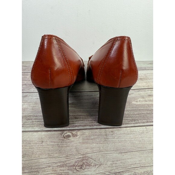 Vintage 90s Enzo Angiolini Women Brown Leather Square Toe Heel Pumps Y2K 9.5M - Picture 6 of 16